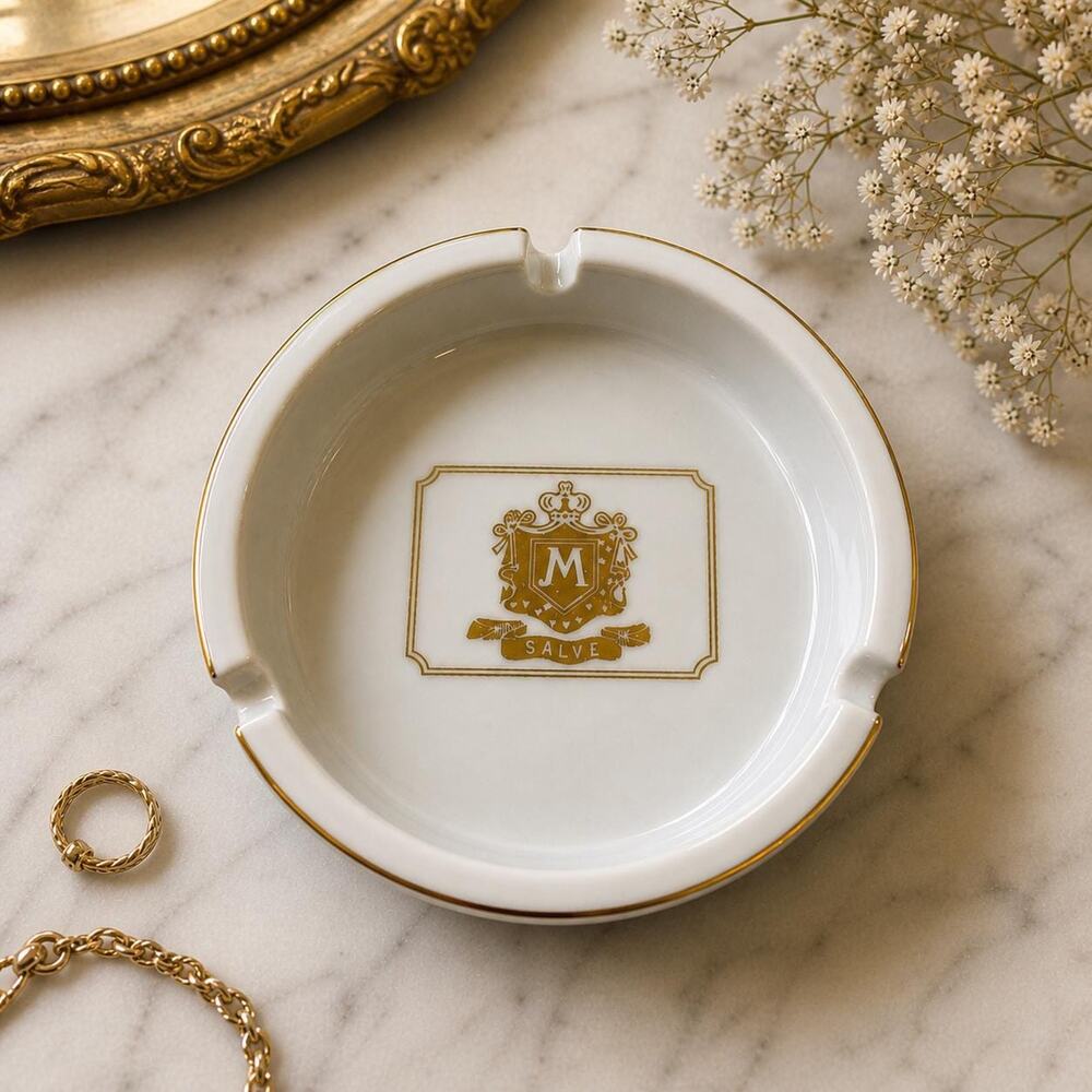 Vtg Mentholatum Salve Collectible Advertising Dish Ashtray Gold Trimmed Chicago